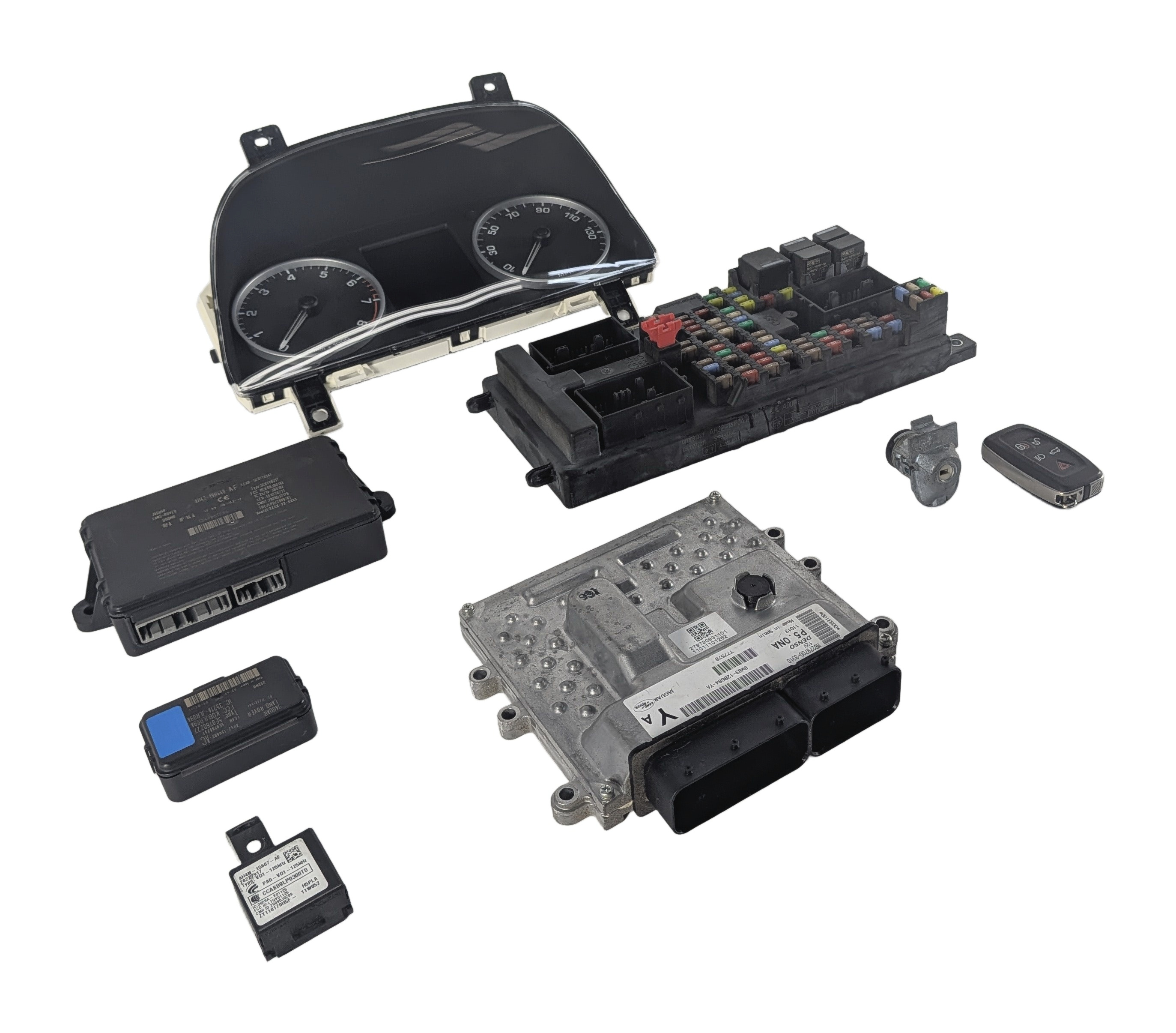 2011 LAND ROVER LR4 L319 5.0L (AJ133) ECM CLUSTER FUSE BOX IMMOBILIZER KEY SET/8 — exact item pictured