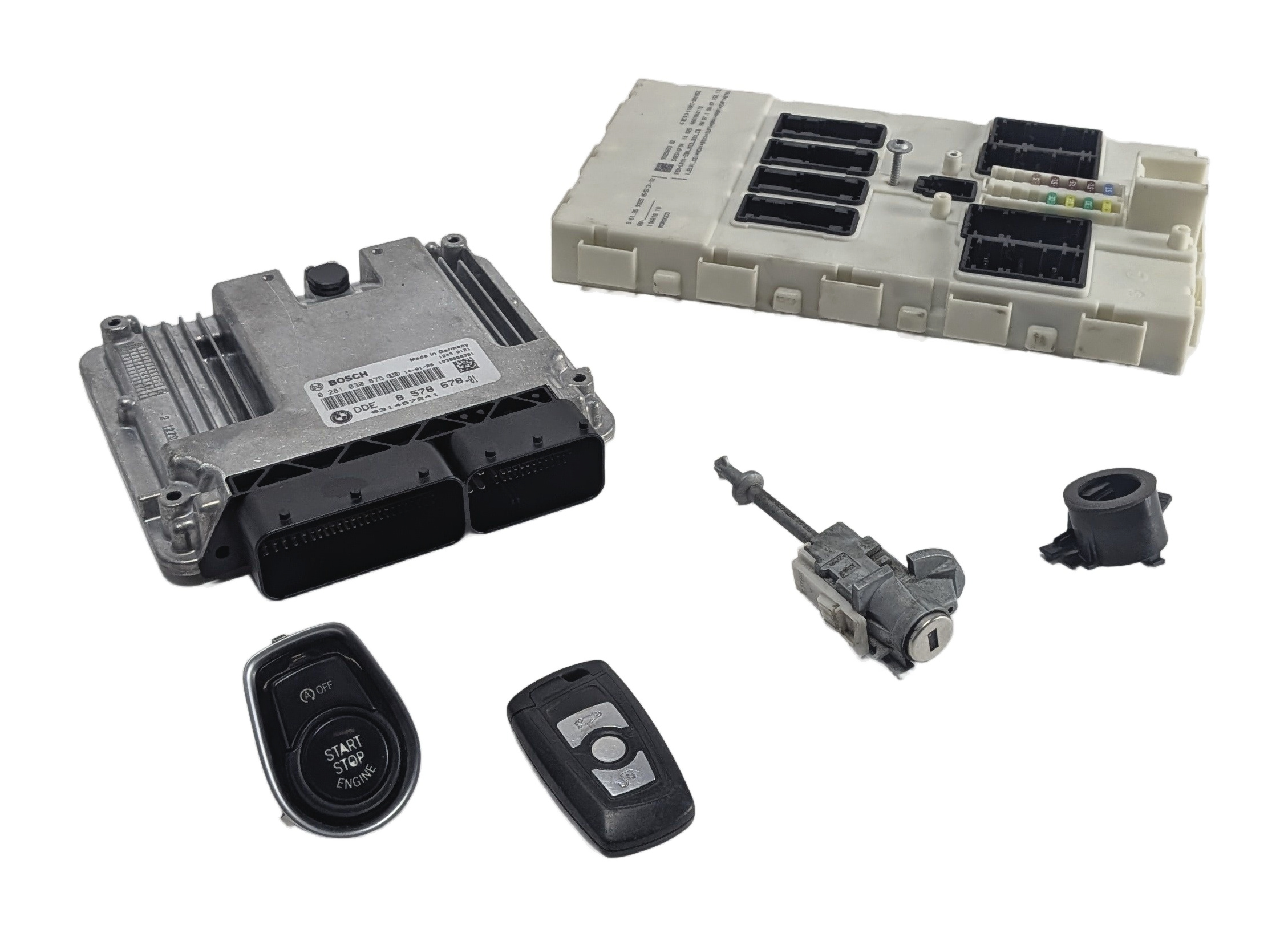 2014 BMW 328XID SEDAN (F30) 2.0L (N47) DIESEL ENGINE ECM DDE FEM KEY LOCK SET/6 — exact item pictured