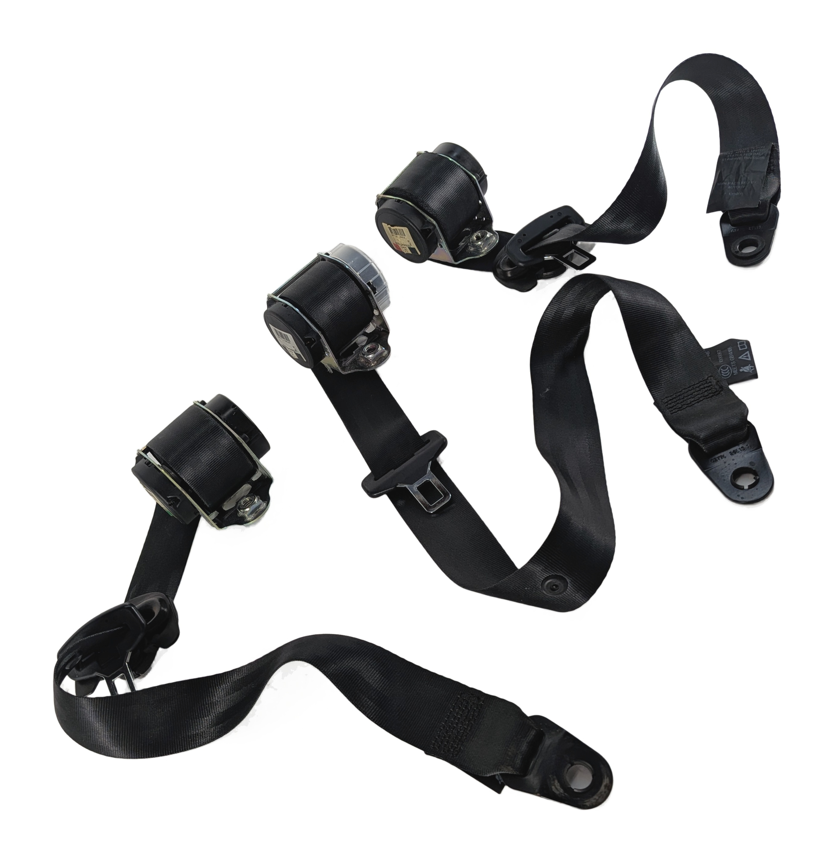 2012 LAND ROVER LR4 (L319) REAR 2ND ROW SEAT SEATBELT RETRACTOR SET/3 (Black) — exact item pictured