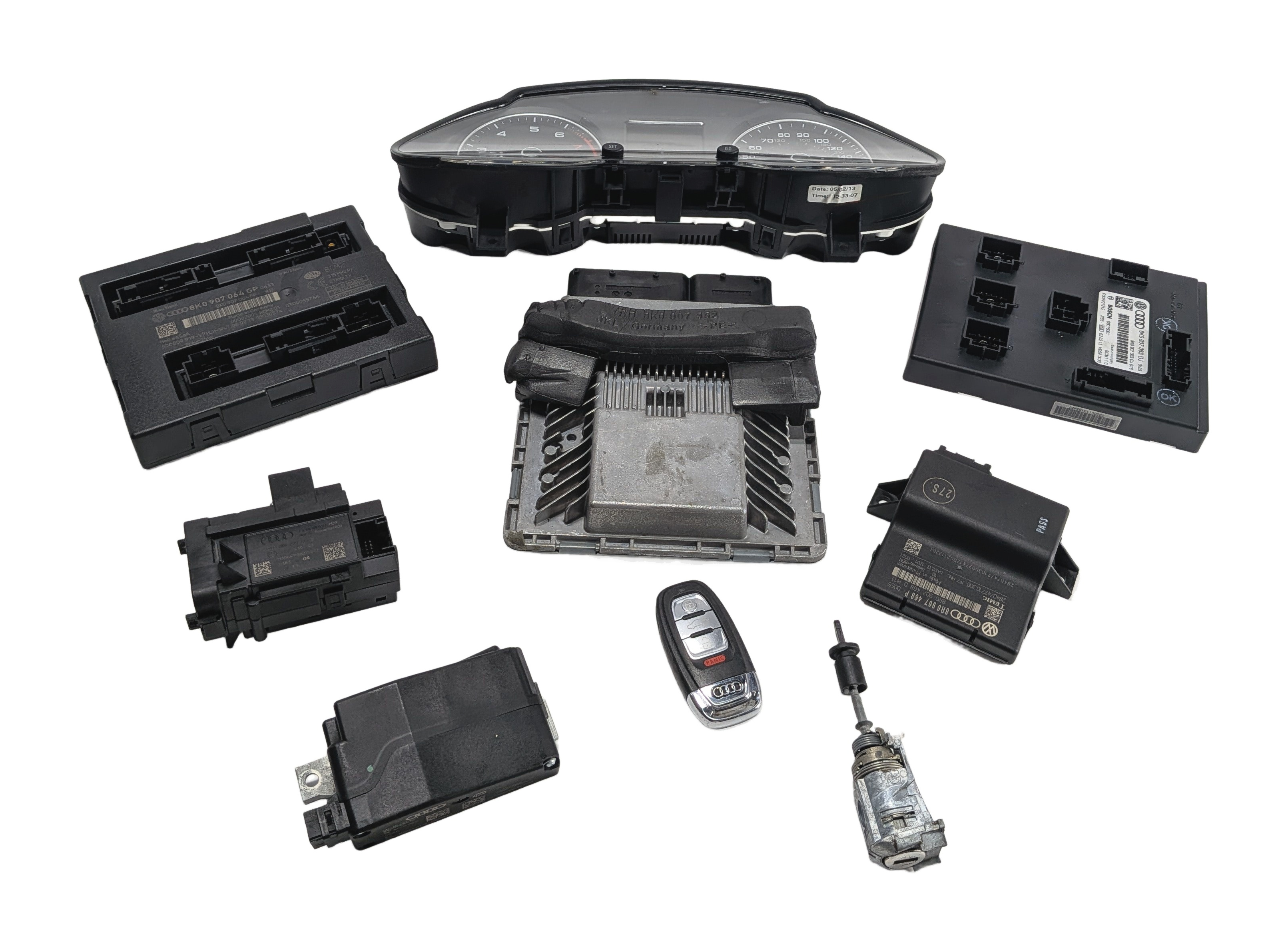 2013 AUDI Q5 (B8 8R) 3.0L CTUC ECM BCM CLUSTER GATEWAY KESSY IGNITION KEY SET/9 — exact item pictured