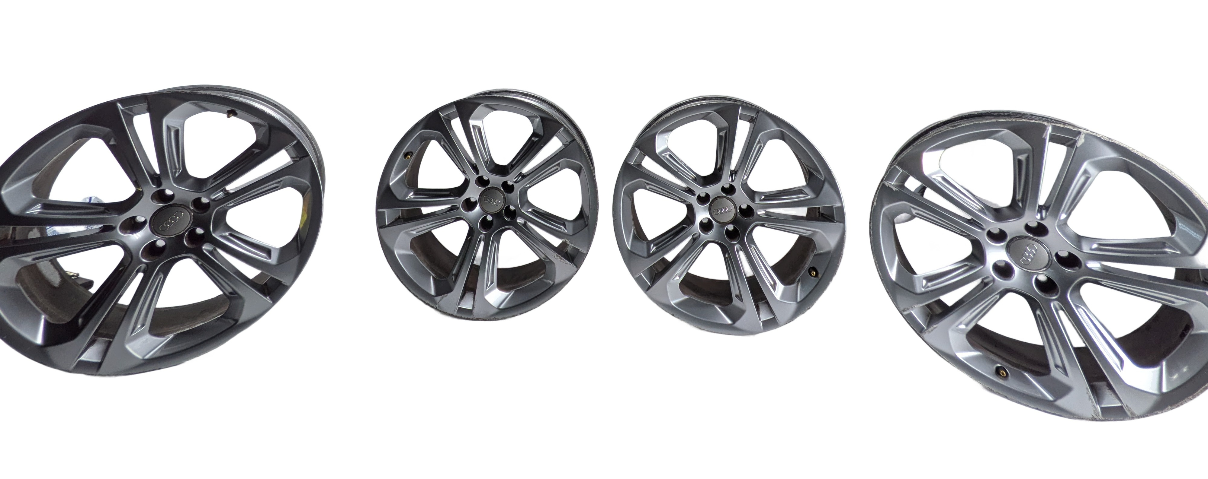 09-17 AUDI Q5 B8 8R 20x8.5 ALUMINUM ALLOY 5-DOUBLE SPOKE WHEEL RIM SET/4 SILVER — exact item pictured