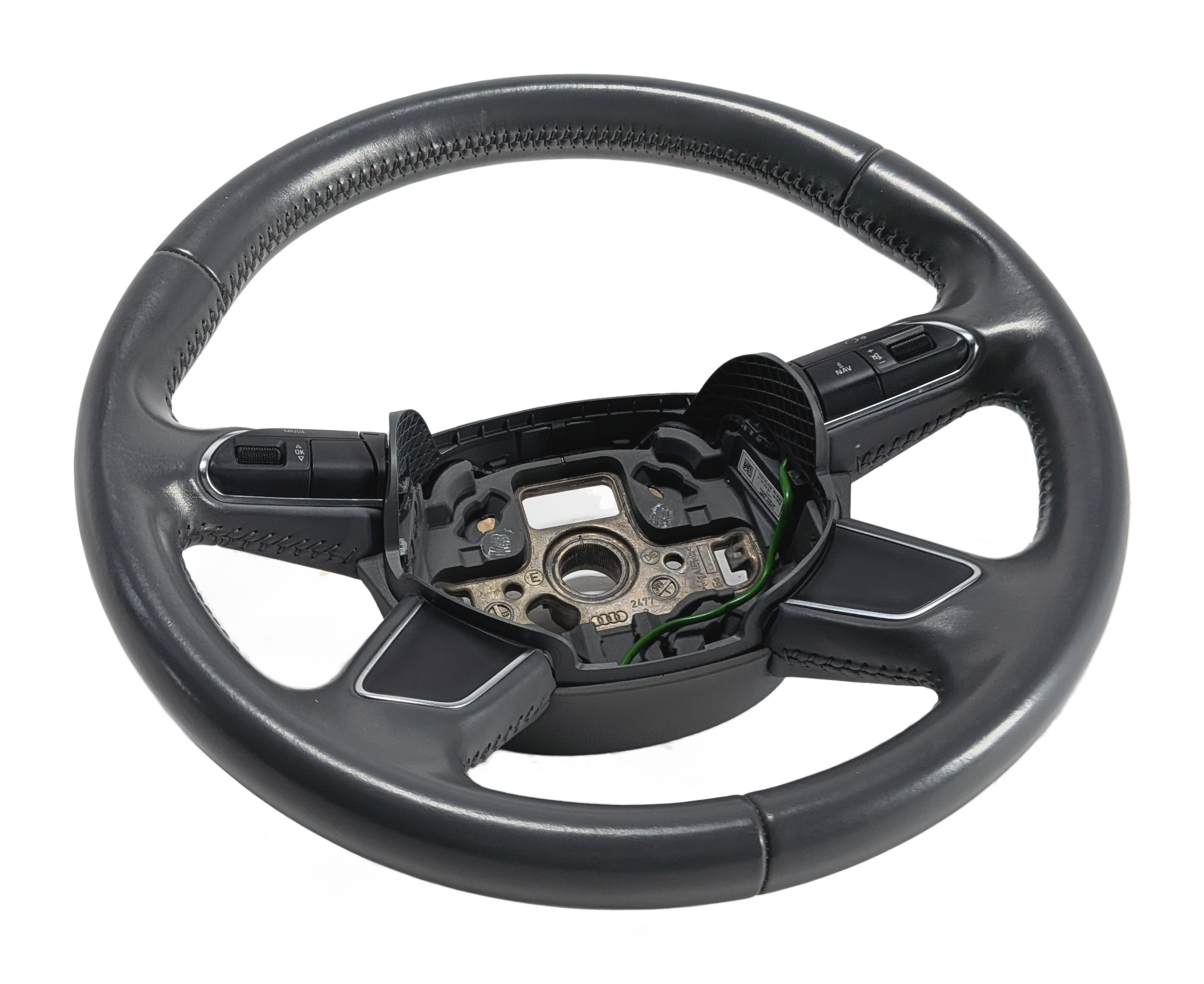 13-17 AUDI Q5 SQ5 A4 S4 ALLROAD (B8 8R 8K) LEATHER 4 SPOKE STEERING WHEEL (Gray) — exact item pictured