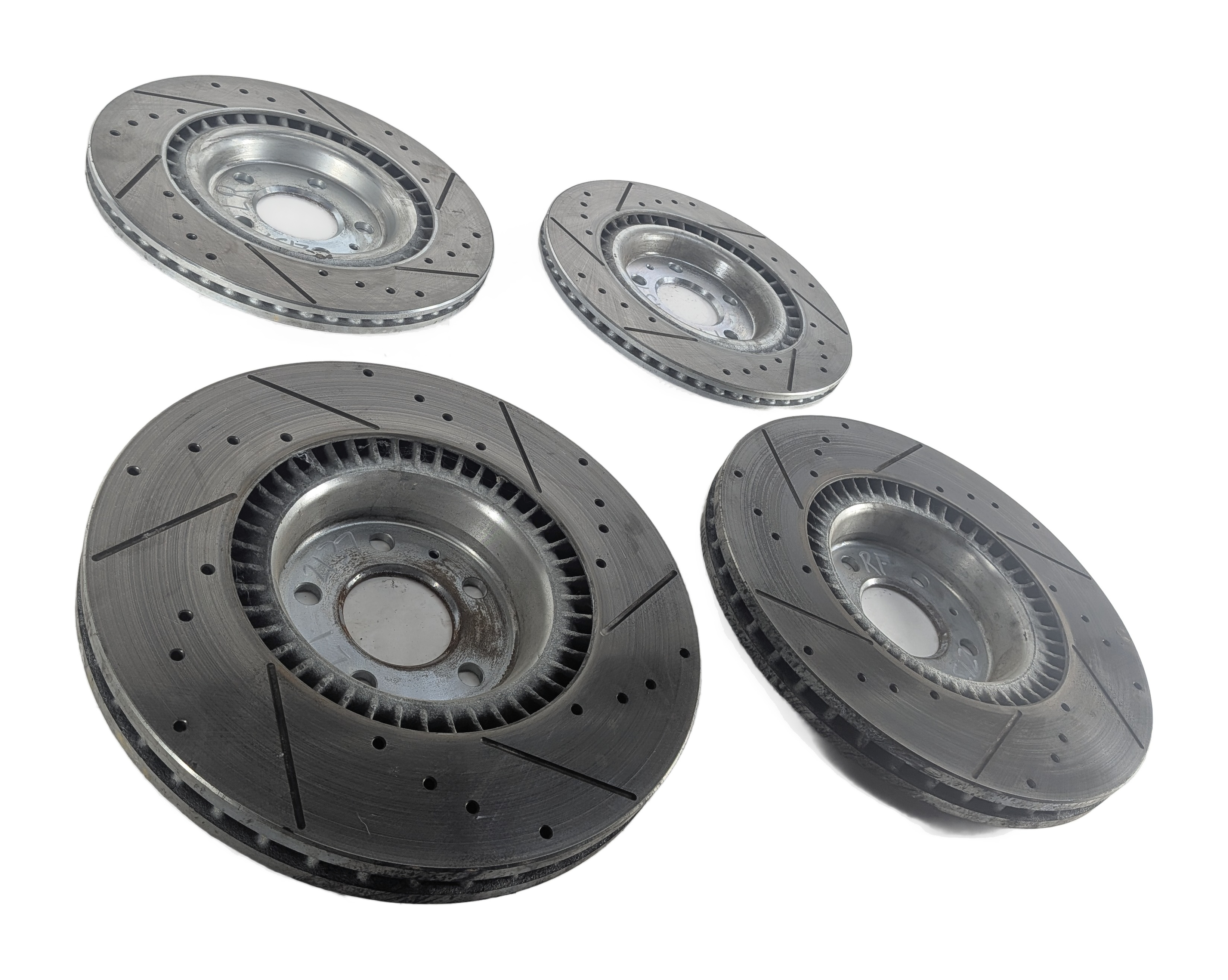 2012 AUDI A6 (C7 4G) POWER STOP FRONT & REAR DRILLED SLOTTED BRAKE ROTOR SET/4 — exact item pictured