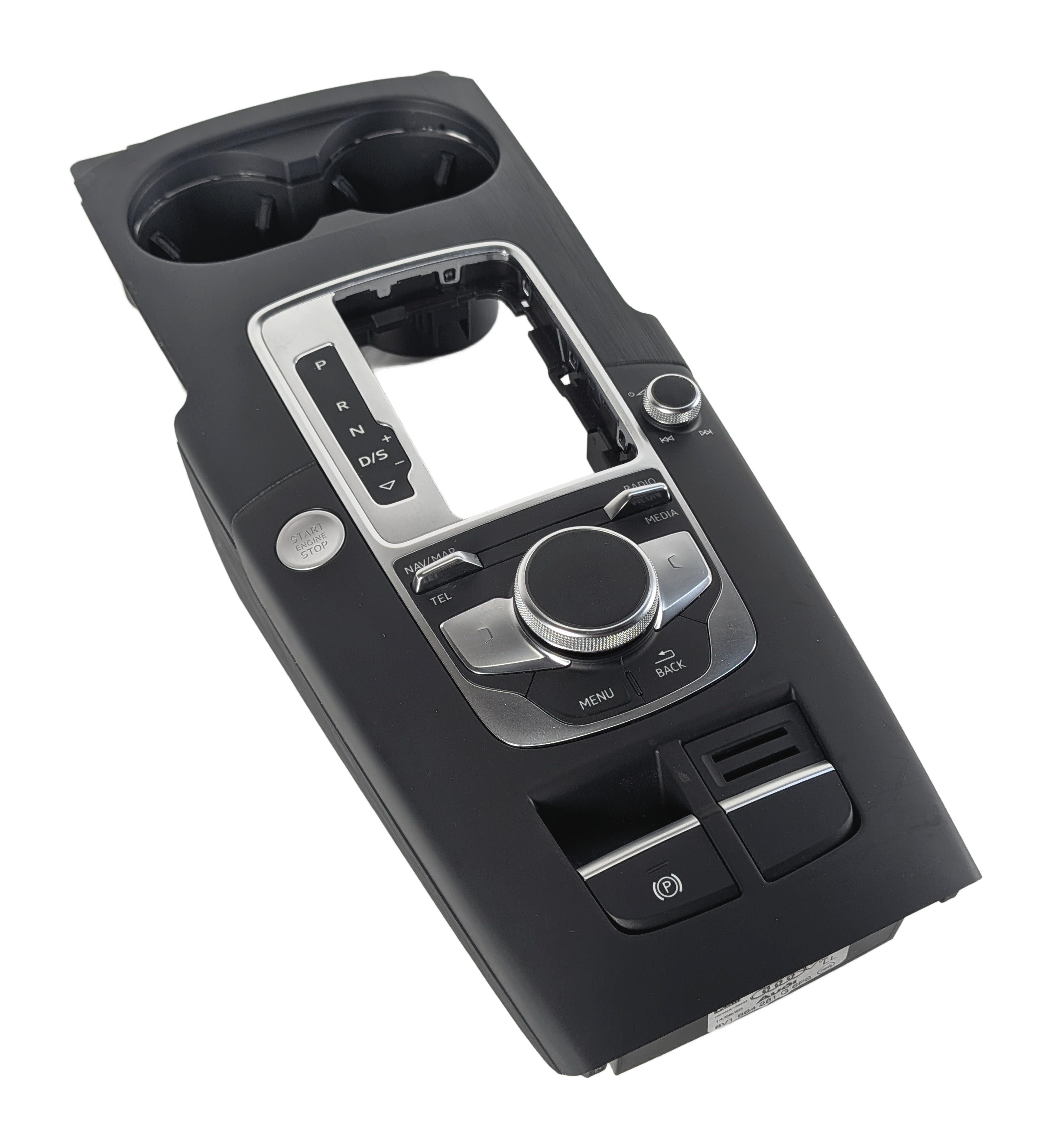 2020 AUDI A3 S3 8V MMI MEDIA NAVIGATION CONTROL PANEL w/ CONSOLE TRIM CUP HOLDER — exact item pictured