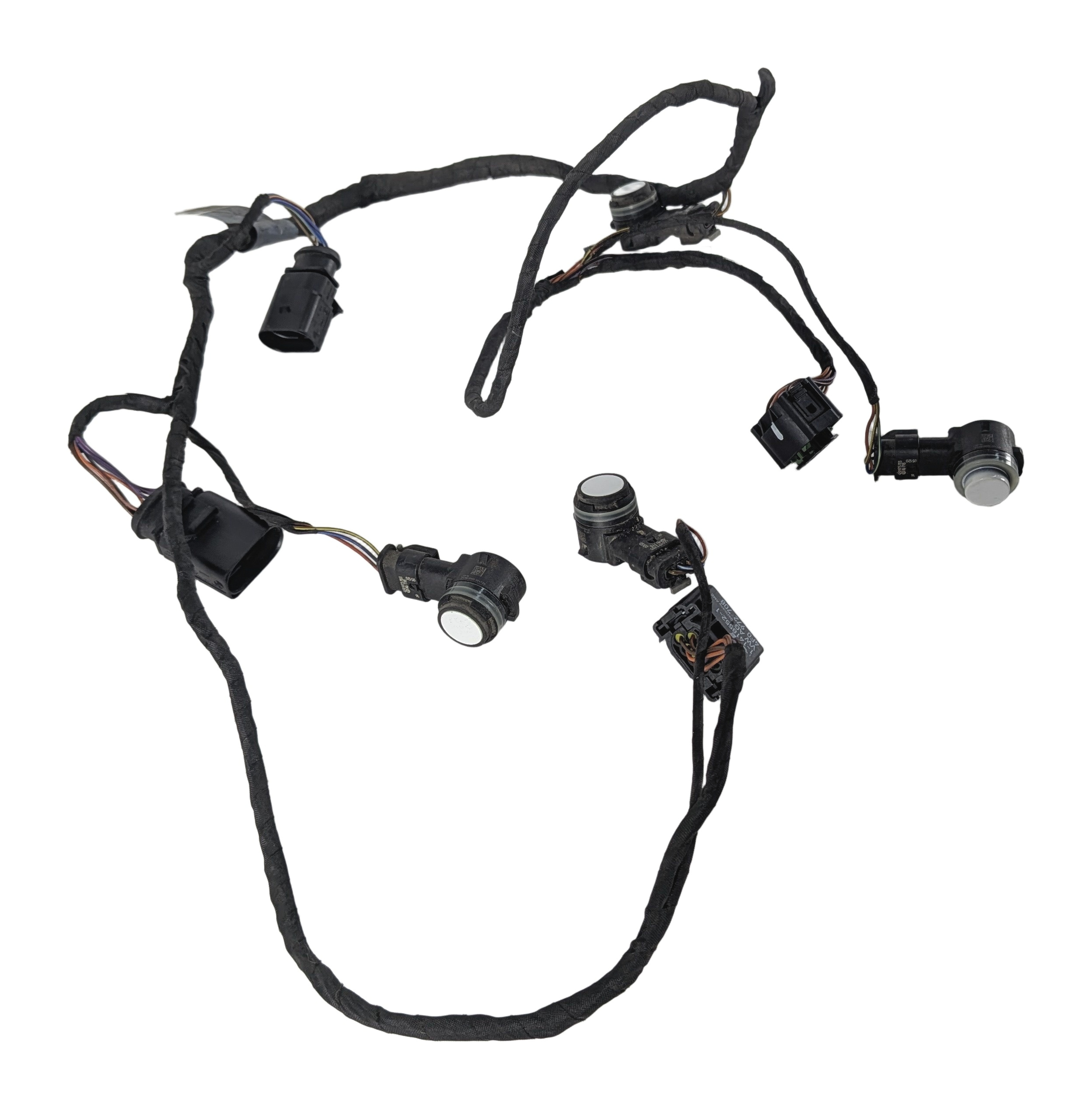2016 AUDI A3 (8V) REAR PARK ASSIST PDC SENSOR SET/4 w/ HARNESS (White) — exact item pictured