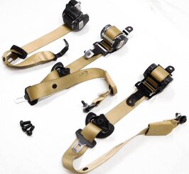 2009 BMW X5 (E70) REAR 2nd SECOND ROW SEATBELT BUCKLE RETRACTOR SET/3 (BEIGE)