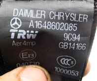 Thumbnail 6: 2009 MB GL320 (X164) RIGHT REAR 2nd SECOND ROW SEATBELT BUCKLE RETRACTOR (BLACK)