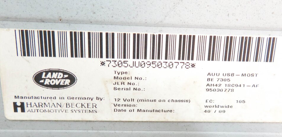 Thumbnail 7: 2010 RANGE ROVER SPORT (L320) USB / i-POD INTERFACE MEDIA CONTROL MODULE
