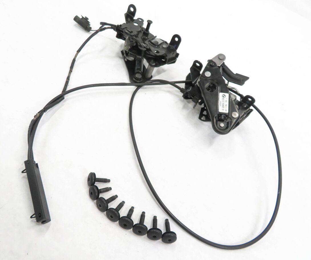 2011 BMW 535iGT (F07) FRONT HOOD LID LOWER LOCK LATCH CATCH SET-2 w/ CABLE
