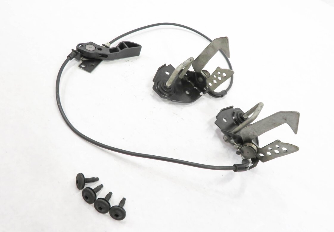 2011 BMW 740i (F01) FRONT HOOD LID LOCK LATCH SET-2 w/ CABLE & RELEASE HANDLE