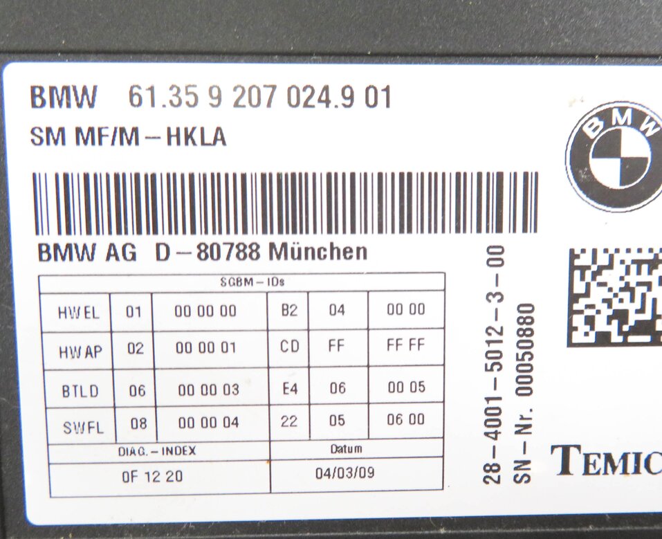 Thumbnail 6: 2009-2010 BMW 750i 760i (F01) FRONT COMFORT SEAT MEMORY CONTROL MODULE COMPUTER