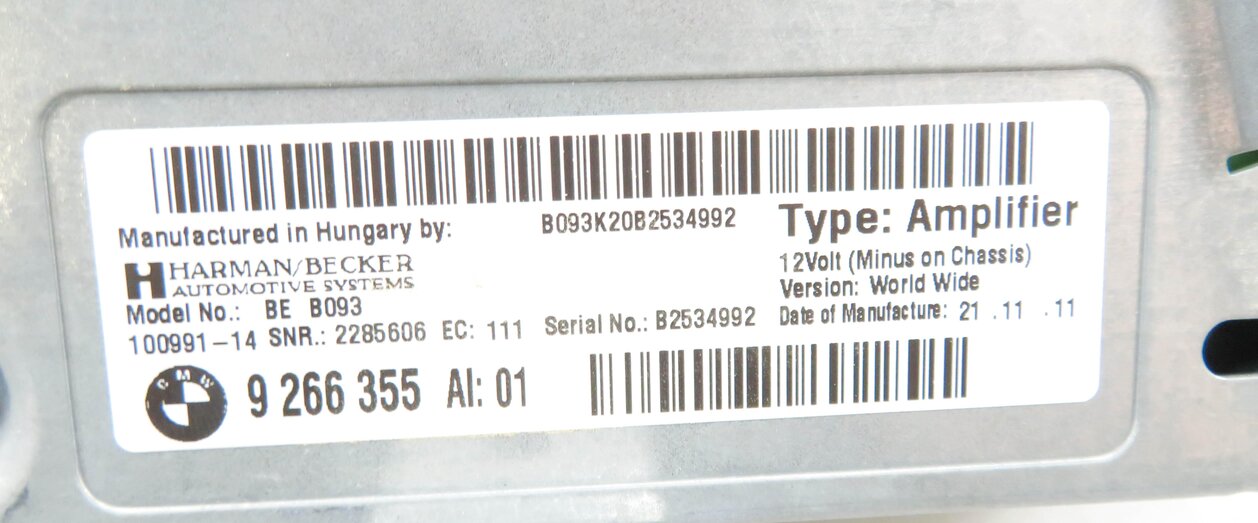 Thumbnail 6: 11-13 BMW 528i 535i 550i (F10) HARMAN BECKER RADIO STEREO AUDIO AMP AMPLIFIER
