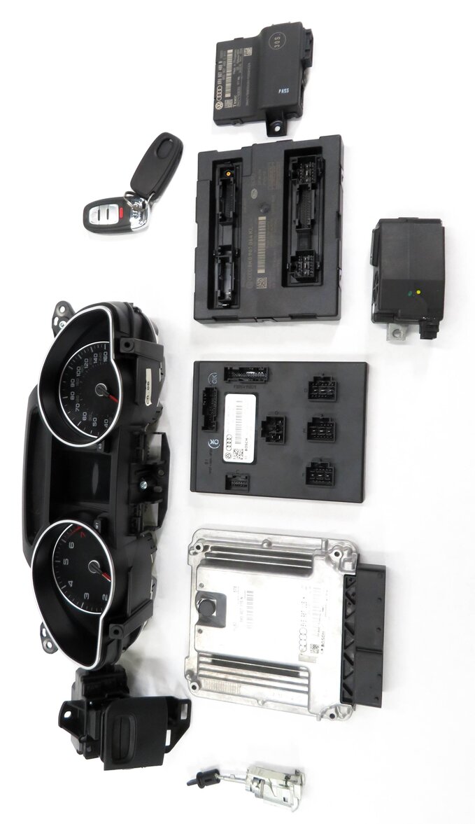 Thumbnail 3: 2015 AUDI A5 (B8 8T) 2.0L CPMB TURBO ENGINE ECM BCM IMMOBILIZER MODULE KEY SET
