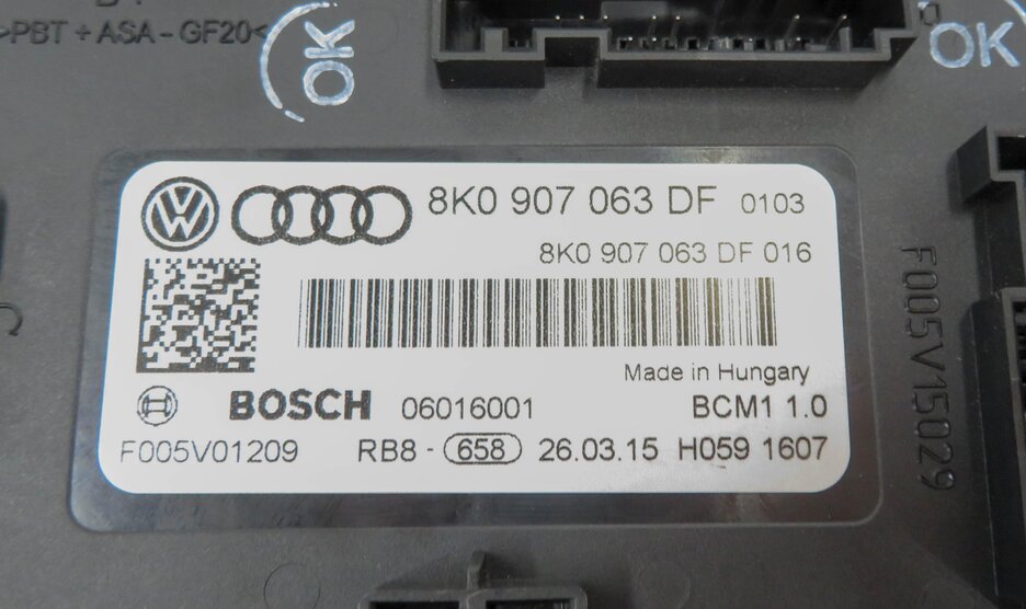 Thumbnail 8: 2015 AUDI A5 (B8 8T) 2.0L CPMB TURBO ENGINE ECM BCM IMMOBILIZER MODULE KEY SET