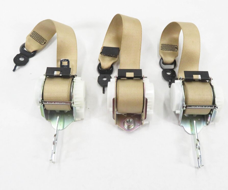 Thumbnail 4: 11 BMW 535i (F10) REAR LEFT RIGHT & CENTER SEATBELT RETRACTOR SET (3) (BEIGE)