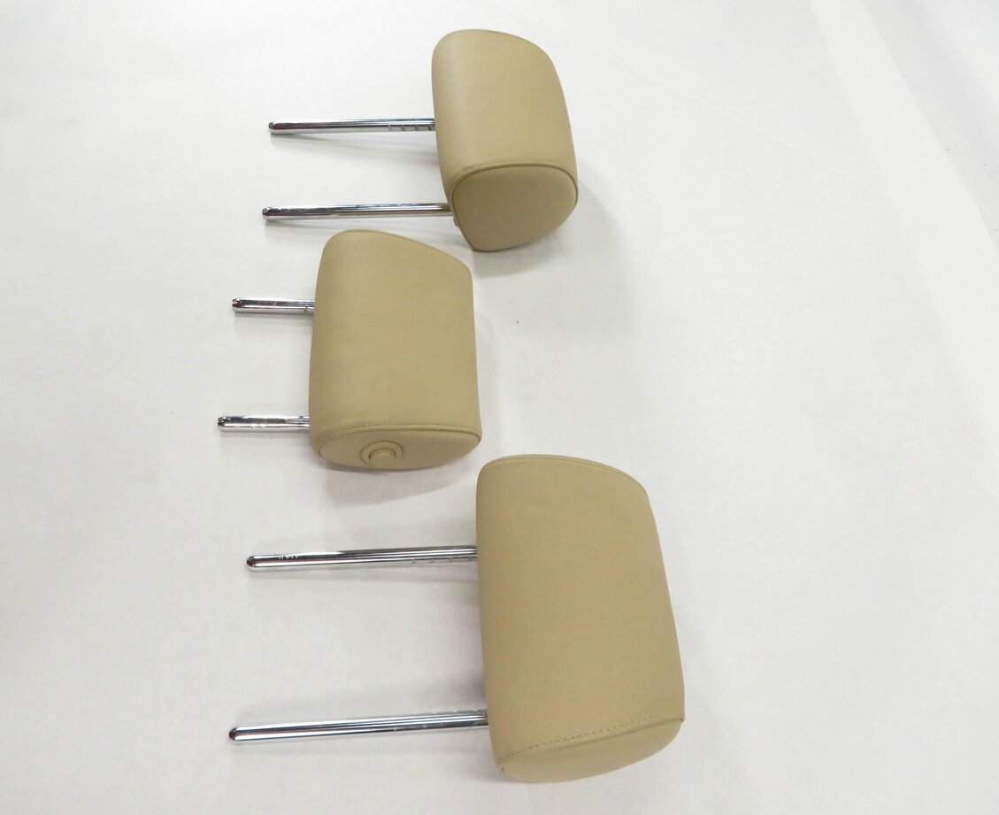 Thumbnail 3: 11 BMW 535i (F10) REAR LEFT RIGHT & CENTER HEADREST SET (3) BEIGE DAKOTA LEATHER