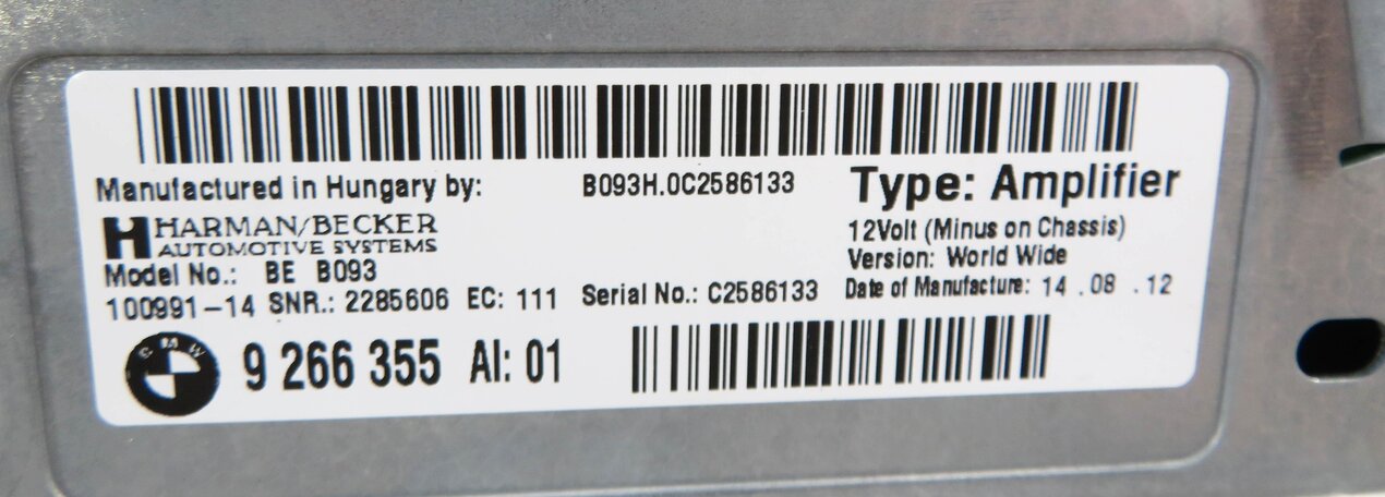 Thumbnail 6: 11-13 BMW 528i 535i 550i (F10) HARMAN BECKER RADIO STEREO AUDIO AMP AMPLIFIER