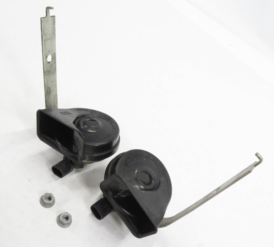 2007-2011 BMW X5 X6 (E70 E71) HIGH & LOW TONE NOTE EMERGENCY SAFETY HORN SET (2)