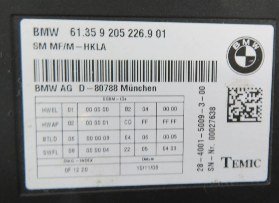 Thumbnail 6: 2009-2010 BMW 750i 760i (F01) FRONT COMFORT SEAT MEMORY CONTROL MODULE COMPUTER