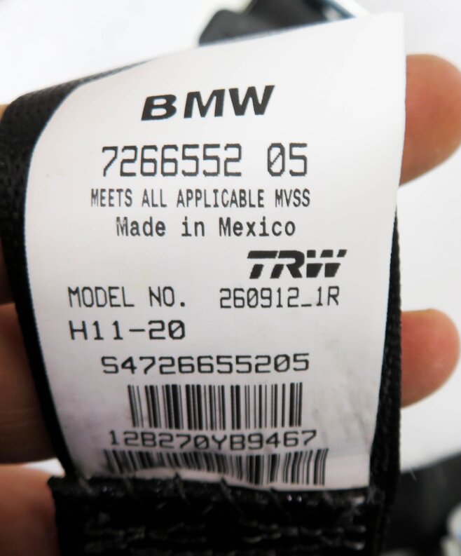 Thumbnail 8: 2013 BMW X3 (F25) REAR 2nd SECOND ROW SEATBELT BUCKLE RETRACTOR SET-2 (BLACK)