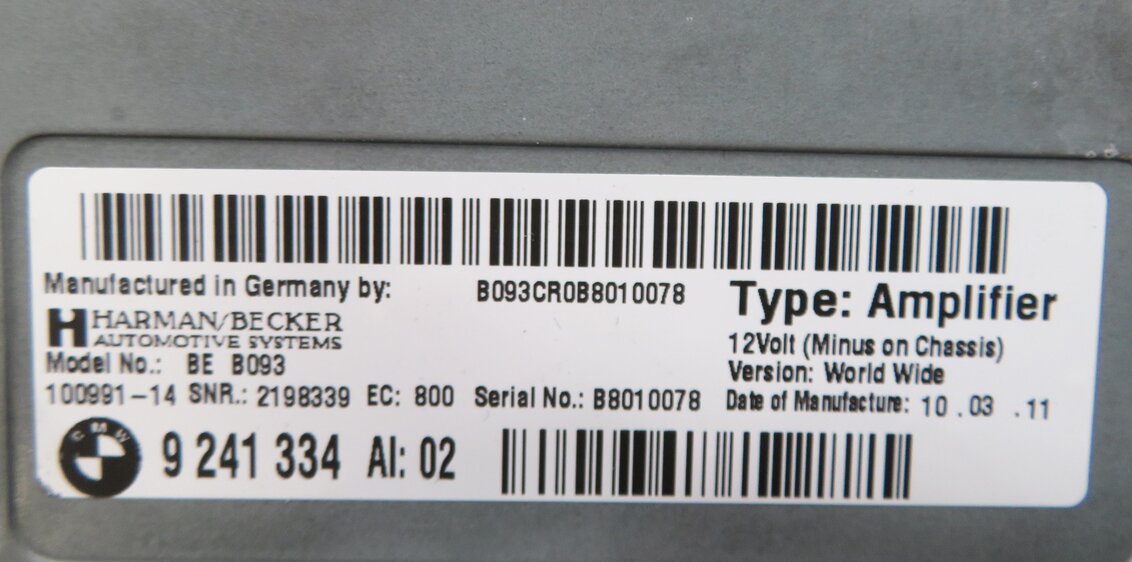 Thumbnail 6: 11-13 BMW 528i 535i 550i (F10) RADIO STEREO AUDIO AMP AMPLIFIER (HARMAN BECKER)