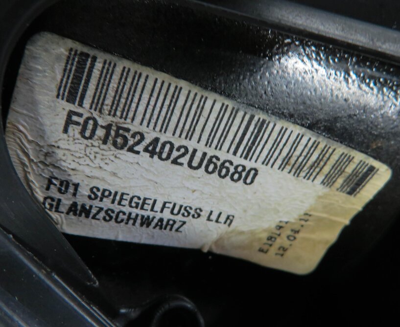 Thumbnail 6: 10-12 BMW 740i 750i 760i - RIGHT DOOR MIRROR w/ BLIND SPOT ALERT CAMERA (BLACK)