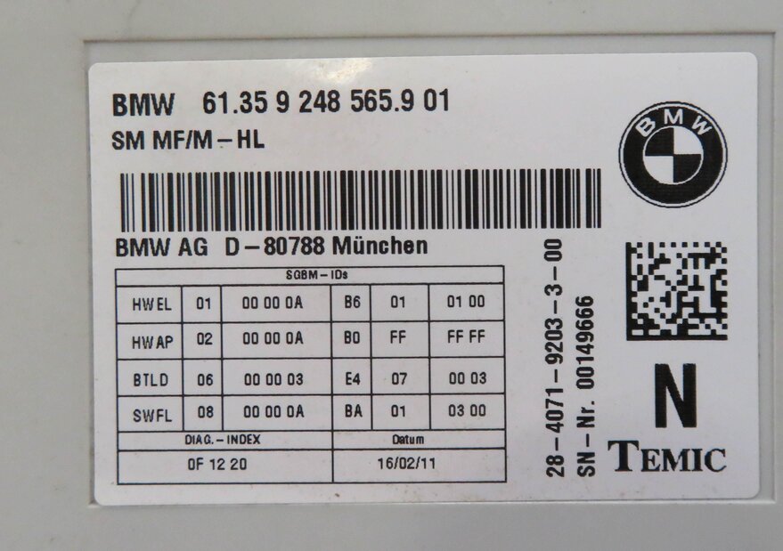 Thumbnail 6: 10-17 BMW 528i 535i 550i 650i 740i 750i 760i F10 F01 COMFORT MEMORY SEAT MODULE