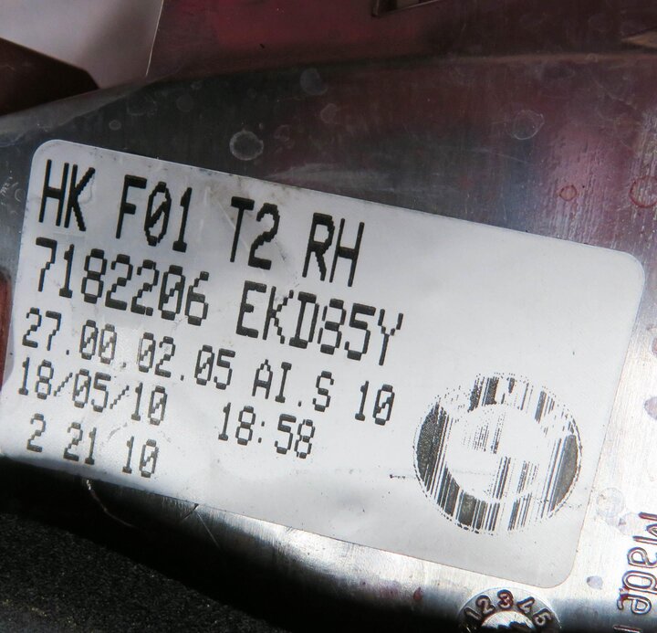 Thumbnail 6: 09-12 BMW 740i 750i 760i B7 (F01) RIGHT SIDE REAR TRUNK LID TAILLIGHT LIGHT LAMP