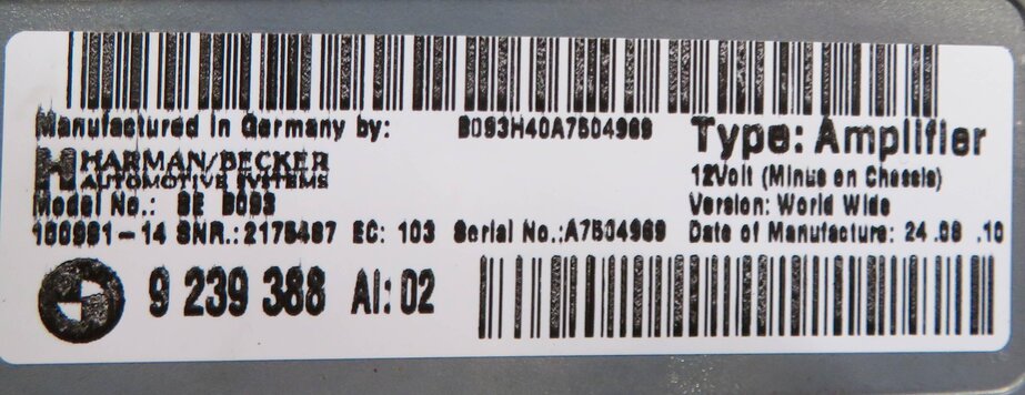 Thumbnail 6: 11-13 BMW 528i 535i 550i (F10) RADIO STEREO AUDIO AMP AMPLIFIER (HARMAN BECKER)