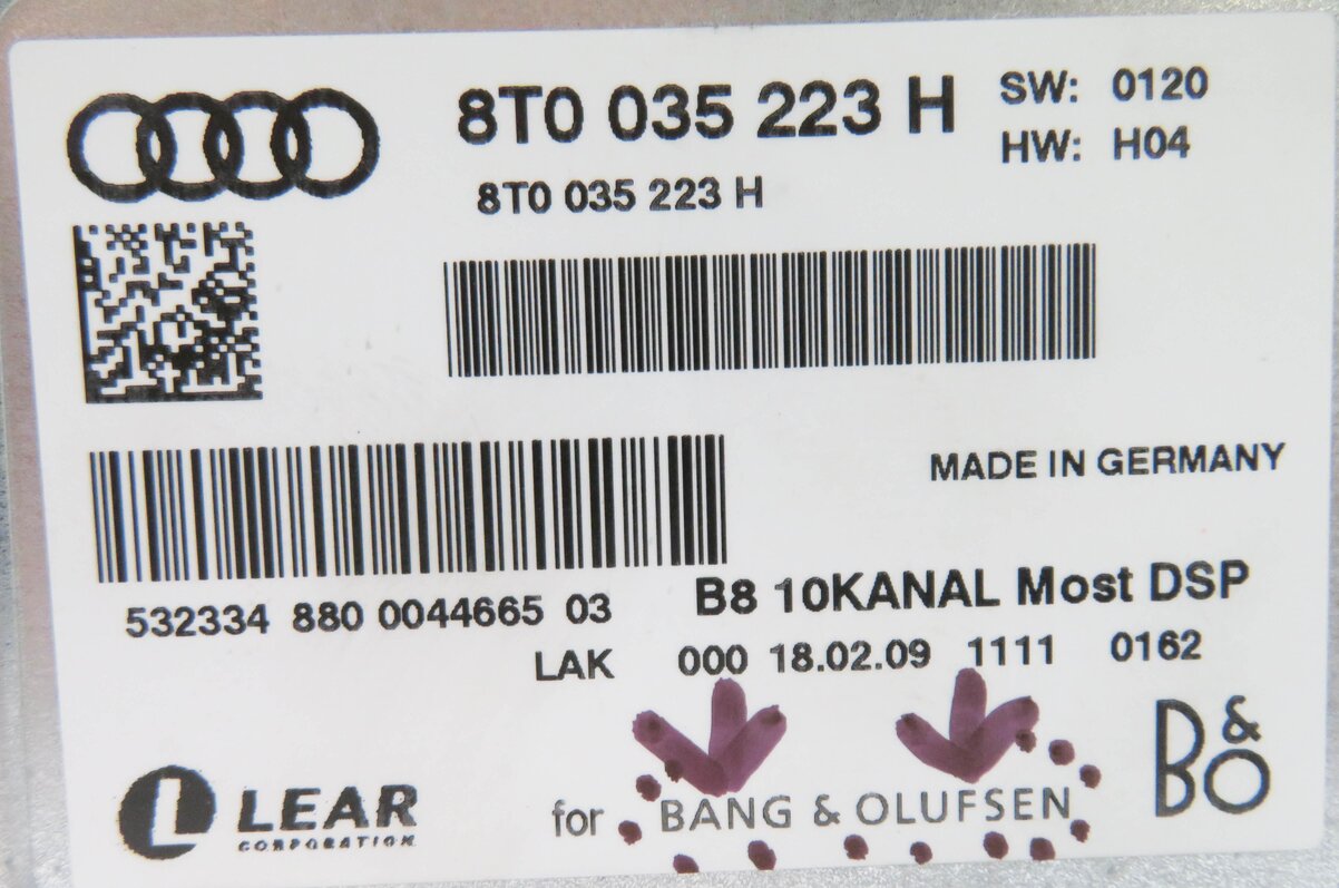 Thumbnail 8: 2009-2010 AUDI Q5 (8R) RADIO STEREO BANG & OLUFSEN AUDIO AMP AMPLIFIER