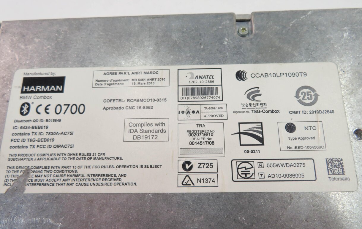 Thumbnail 6: 2012 BMW 535i (F10) BLUETOOTH TELEMATICS COMMUNICATION COMBOX CONTROL MODULE