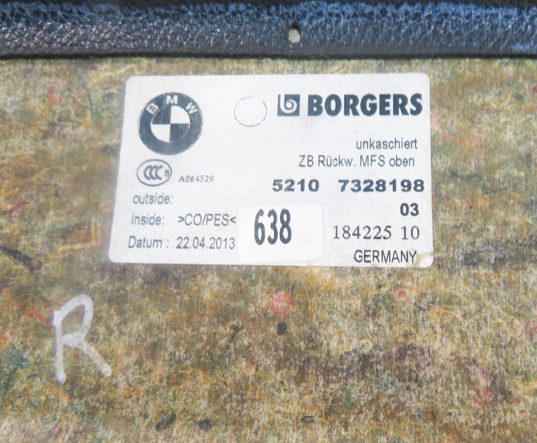 Thumbnail 6: 2013 BMW 750i (F01) RIGHT FRONT PASSENGER SEAT LIGHTED BACK PANEL (BLACK)