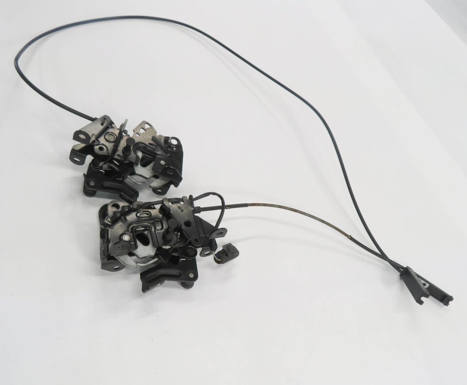 Thumbnail 2: 2011 BMW 750i (F01) FRONT LEFT & RIGHT LOWER HOOD LOCK LATCH SET-2 w/ CABLE