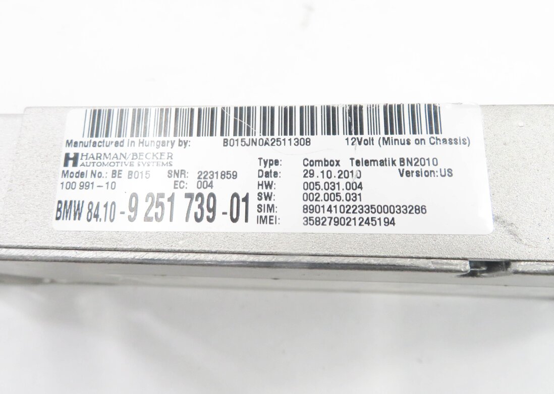 Thumbnail 7: 2011 BMW ACTIVEHYBRID 7 (F04) BLUETOOTH TELEMATICS COMBOX CONTROL MODULE