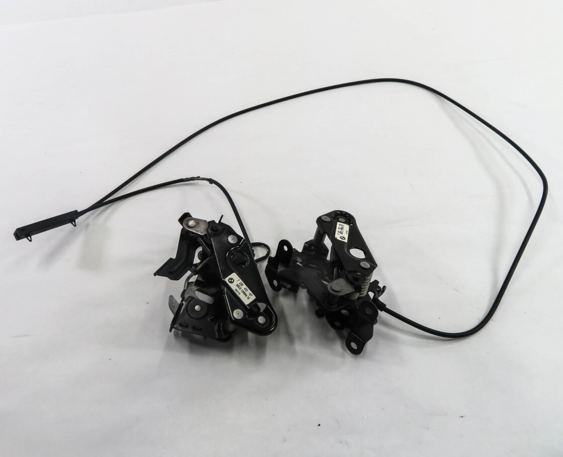Thumbnail 2: 2011 BMW 750i (F01) FRONT LEFT & RIGHT LOWER HOOD LOCK LATCH SET w/ CABLE