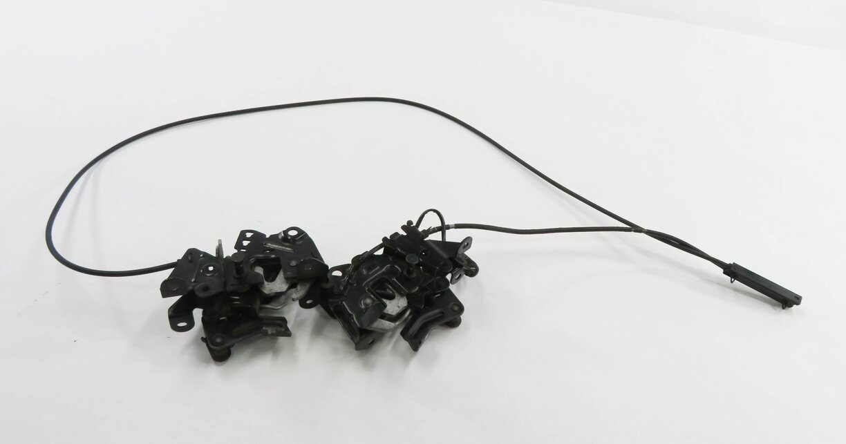 2012 BMW 535i (F10) FRONT LEFT & RIGHT LOWER HOOD LOCK LATCH SET-2 w/ CABLE
