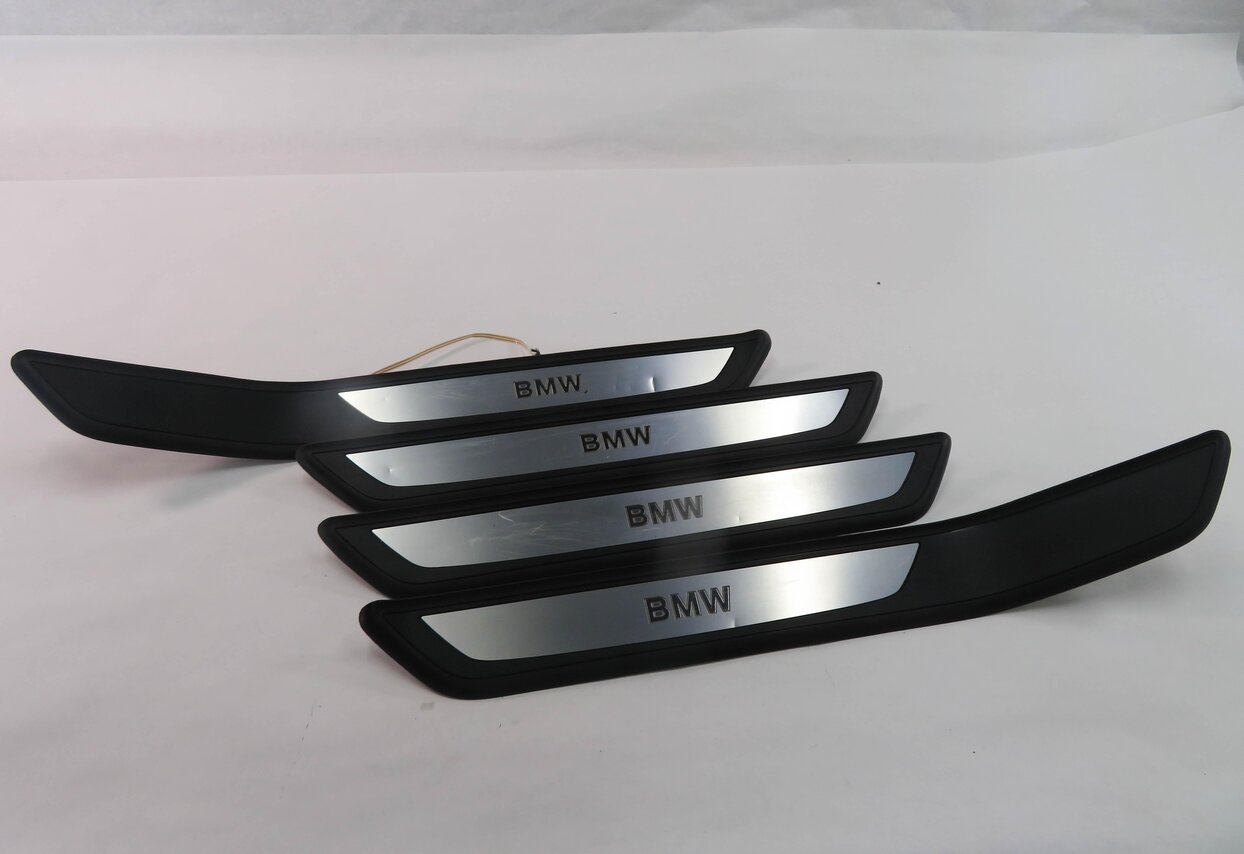 2009 BMW 750i (F01) FRONT & REAR DOOR SILL SCUFF PANEL TRIM SET-4 w/ LIGHTS