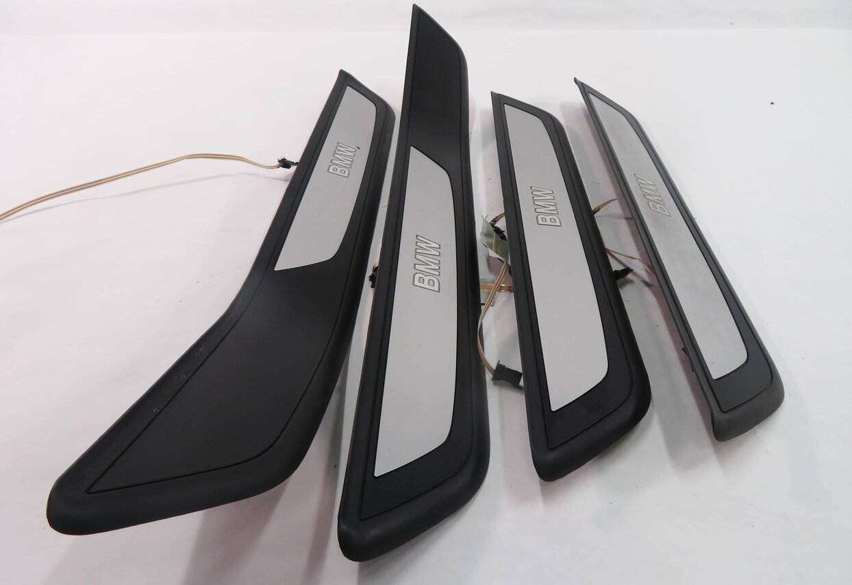 Thumbnail 3: 2009 BMW 750i (F01) FRONT & REAR DOOR SILL SCUFF PANEL TRIM SET-4 w/ LIGHTS