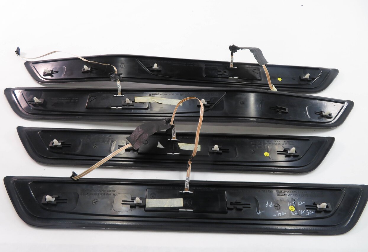 Thumbnail 4: 2009 BMW 750i (F01) FRONT & REAR DOOR SILL SCUFF PANEL TRIM SET-4 w/ LIGHTS