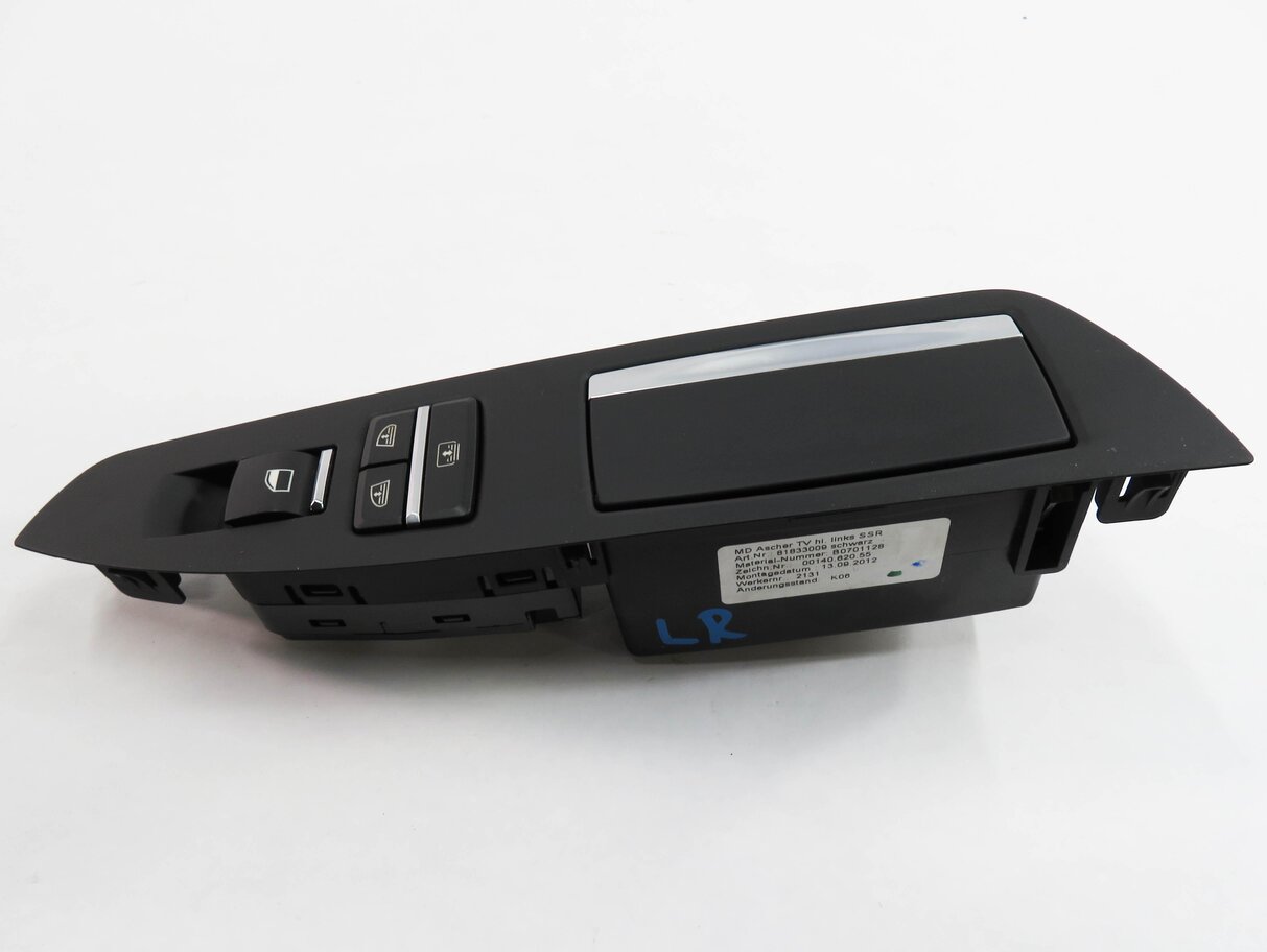 Thumbnail 4: 2013 BMW 740i (F01) LEFT REAR DOOR SUNSHADE WINDOW SWITCH w/ TRIM (BLACK)