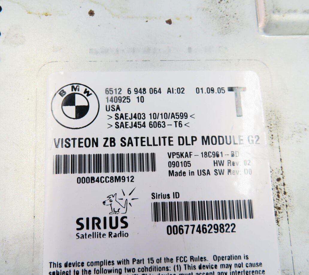 Thumbnail 6: 05-06 BMW 323i 525i 530i 545i 750i (E90 E60 E65 E66) SIRIUS SATELLITE DLP MODULE