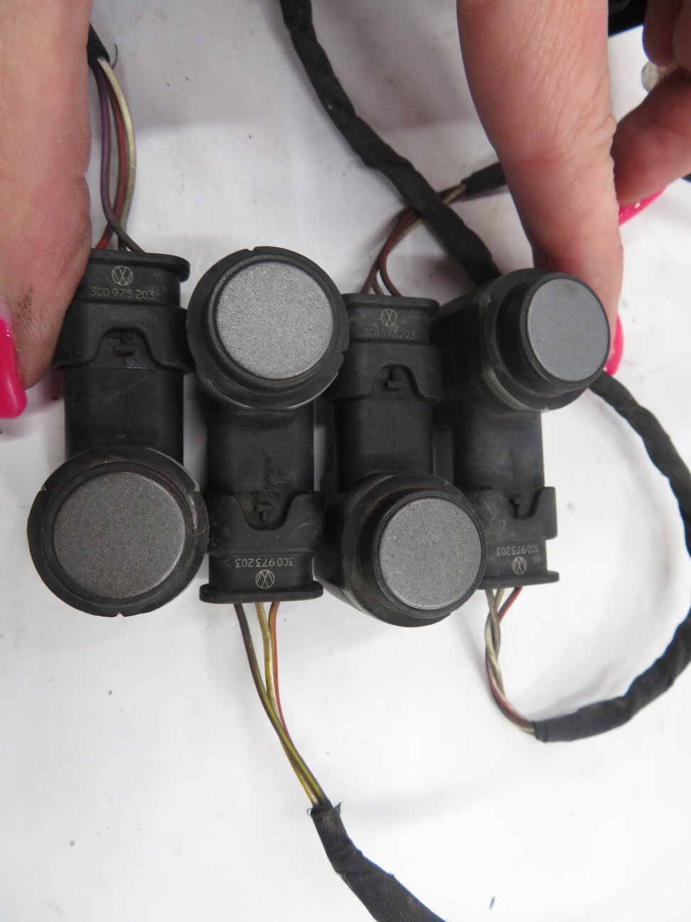 Thumbnail 5: 2011 AUDI Q7 (4L) REAR PDC PARK DISTANCE SENSOR SET w/ HARNESS (BLACK PEARL 2T)