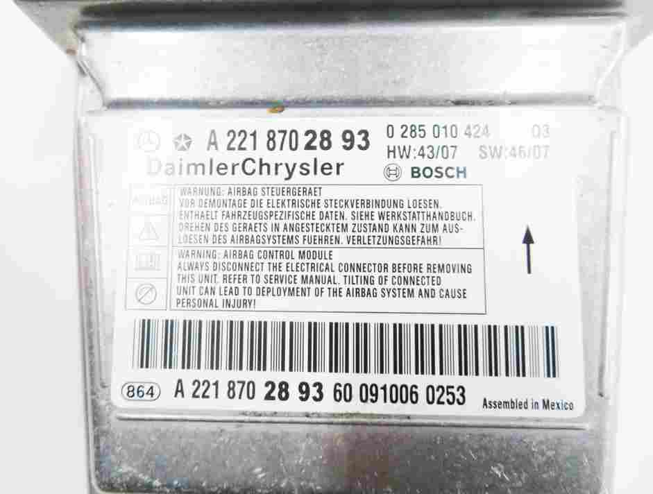 Thumbnail 7: 2010-2013 MERCEDES BENZ S400 (W221) HYBRID MAIN PRIMARY SRS BAG CONTROL MODULE