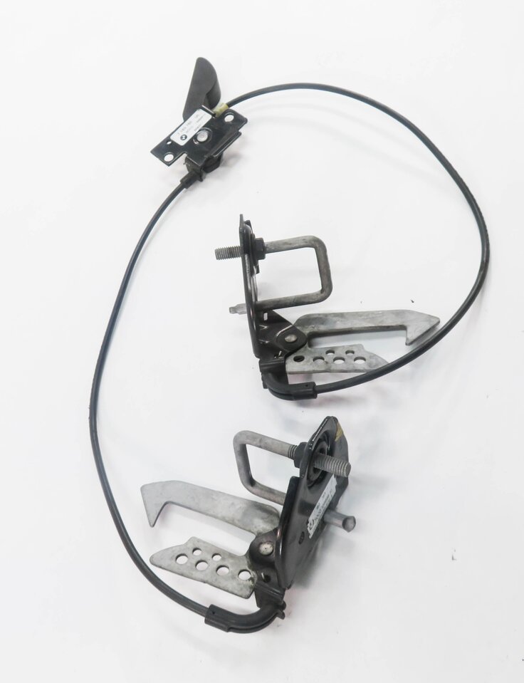 Thumbnail 3: 2011 BMW 550i (F10) FRONT LEFT & RIGHT UPPER HOOD SAFETY LATCH SET-2 w/ CABLE