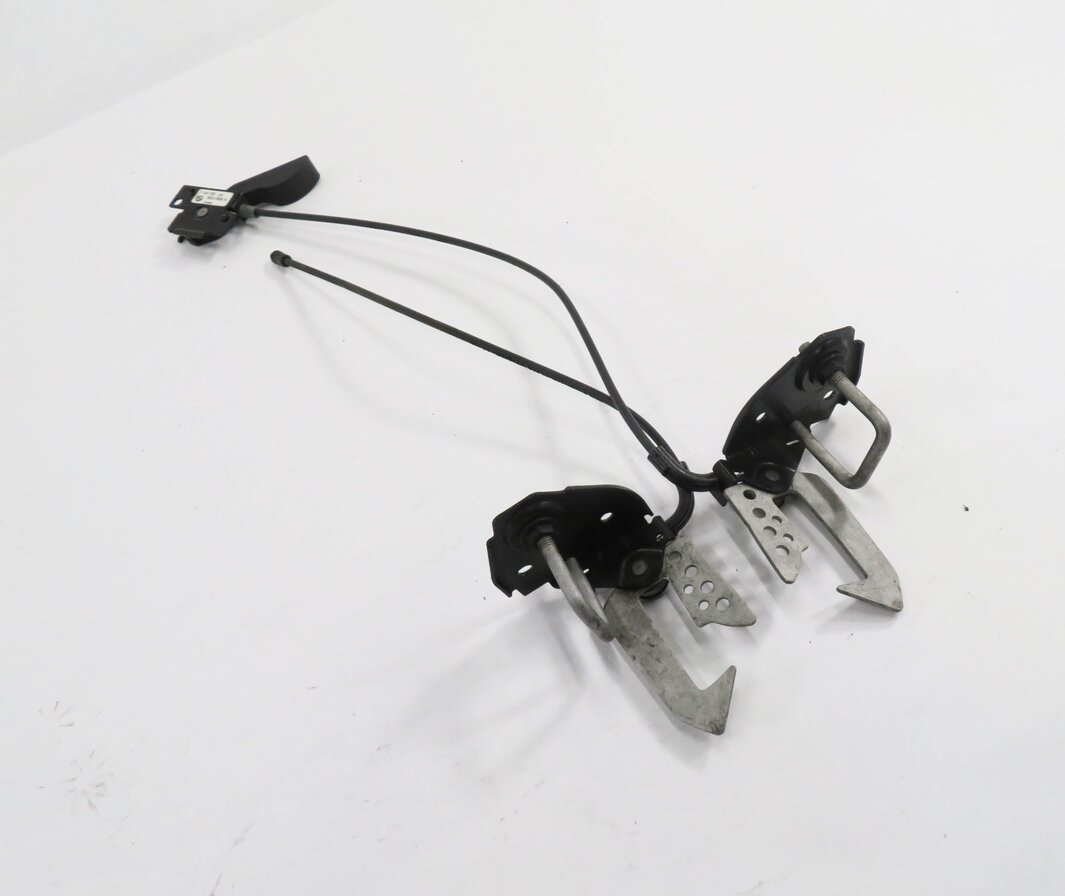 2009 BMW 750i (F01) FRONT UPPER HOOD SAFETY LOCK LATCH SET w/ CABLE & HANDLE