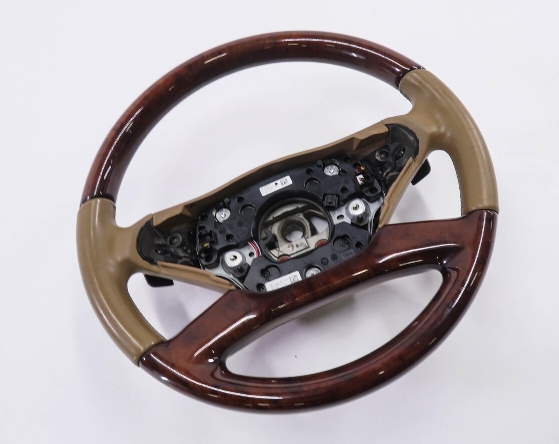 12-13 MERCEDES S350 S550 S600 (W221) LANE ASSIST STEER WHEEL (BROWN / WOOD)