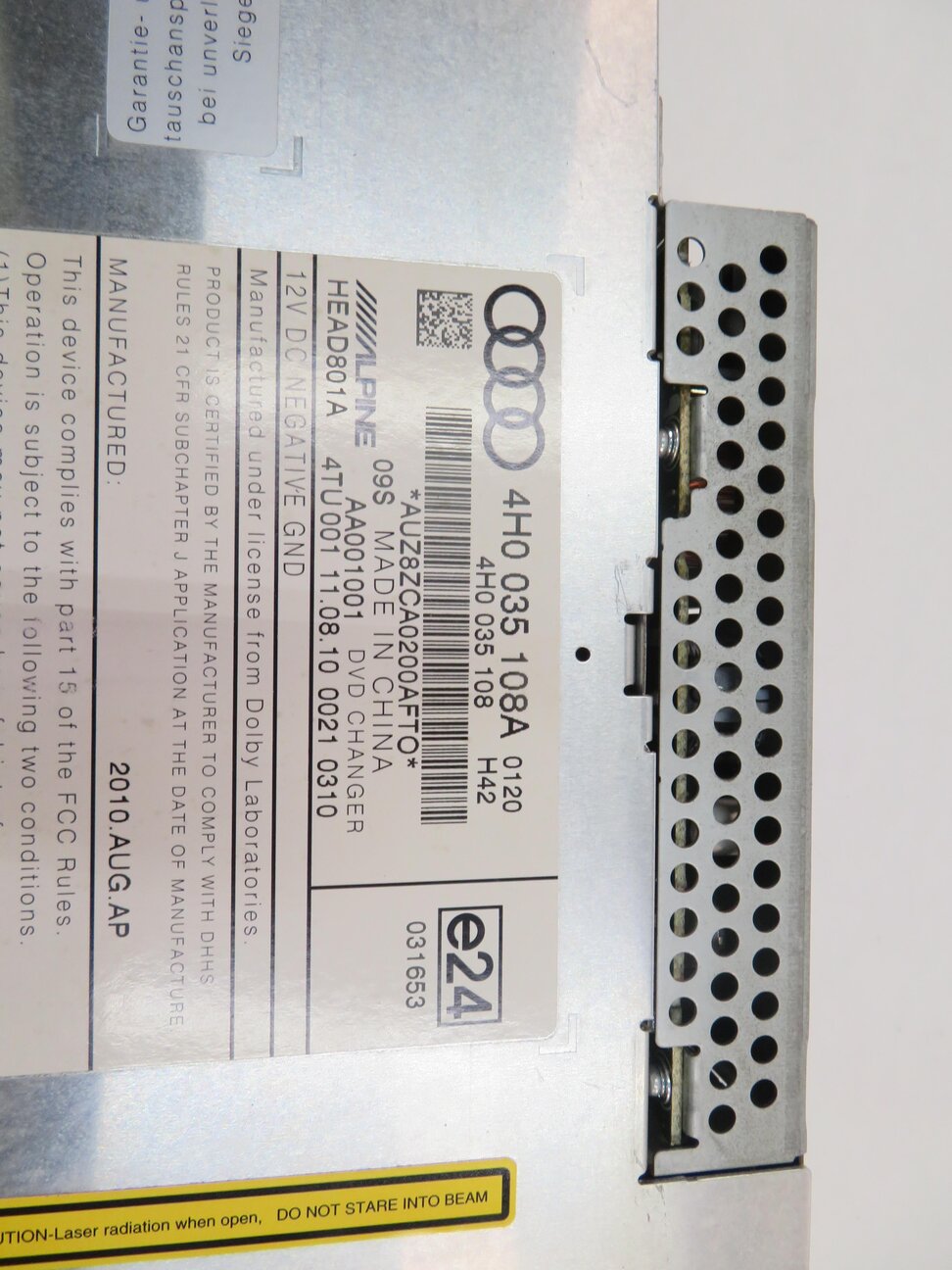 Thumbnail 8: 2011 AUDI A8 (D4 4H) RADIO STEREO 6-DISC DVD CD CHANGER