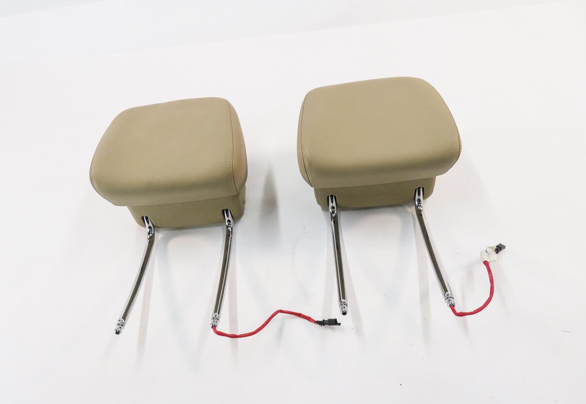 Thumbnail 2: 2011 BMW X5 (E70) FRONT LEFT & RIGHT ACTIVE SEAT HEADREST SET-2 (BEIGE LEATHER)