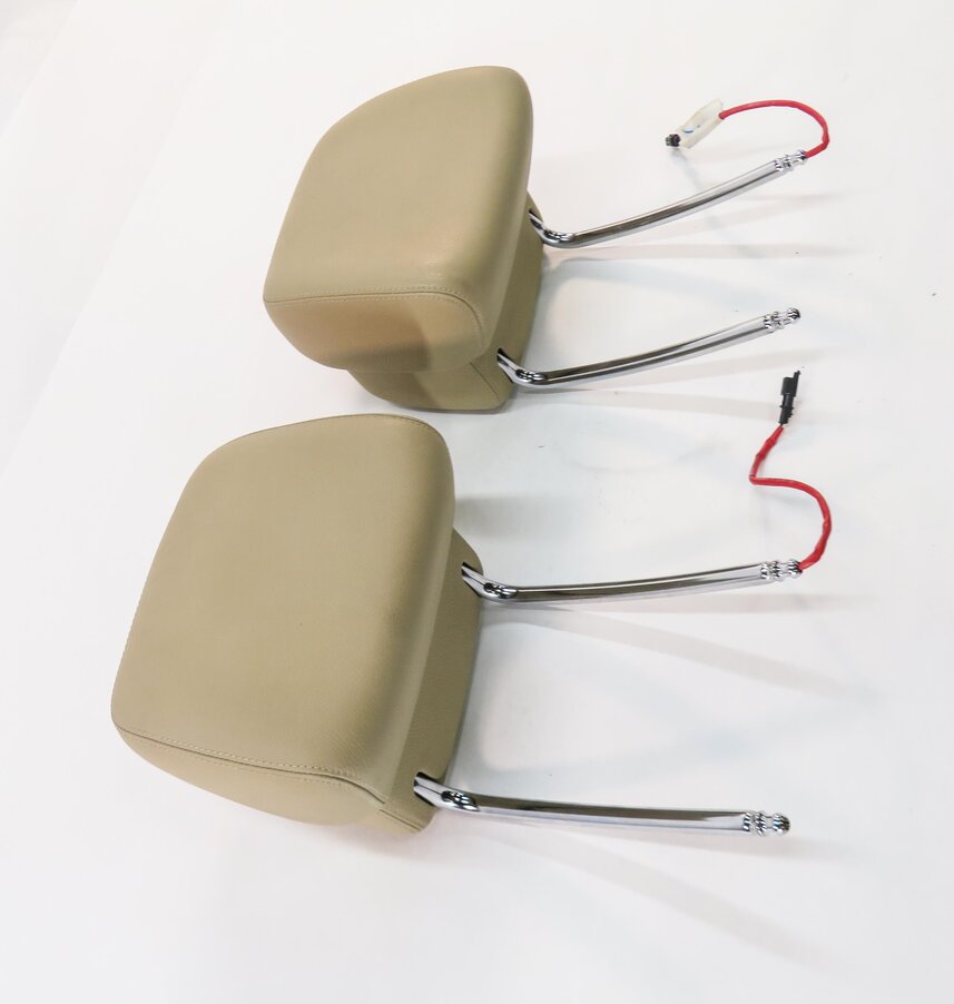 Thumbnail 4: 2011 BMW X5 (E70) FRONT LEFT & RIGHT ACTIVE SEAT HEADREST SET-2 (BEIGE LEATHER)