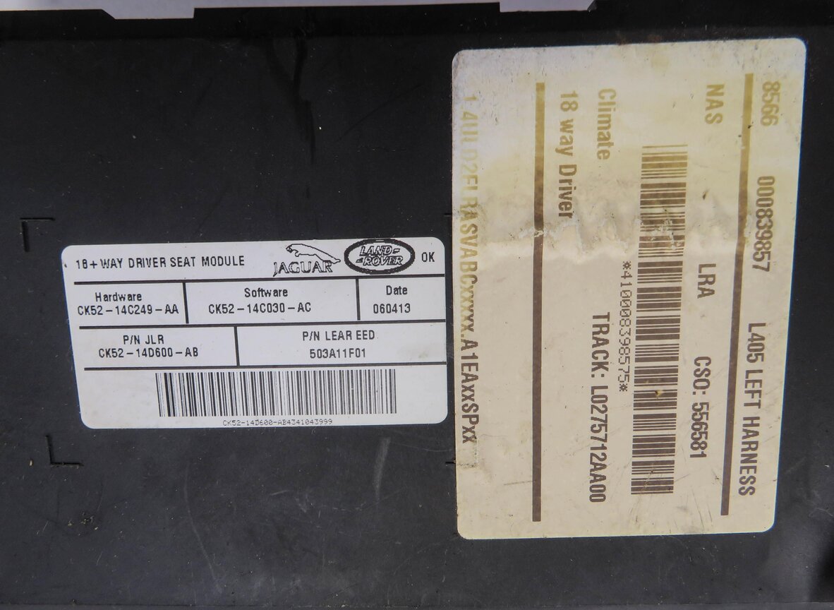 Thumbnail 8: 2013 RANGE ROVER (L405) LEFT FRONT DRIVER SEAT CONTROL MODULE